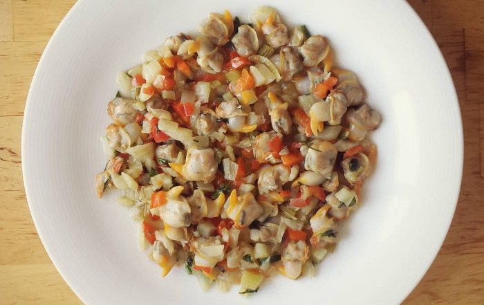 Receta de berberechos con hinojo y pimiento