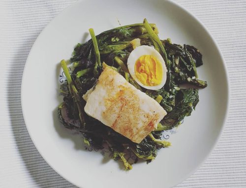 Espigos con bacalao y huevo duro