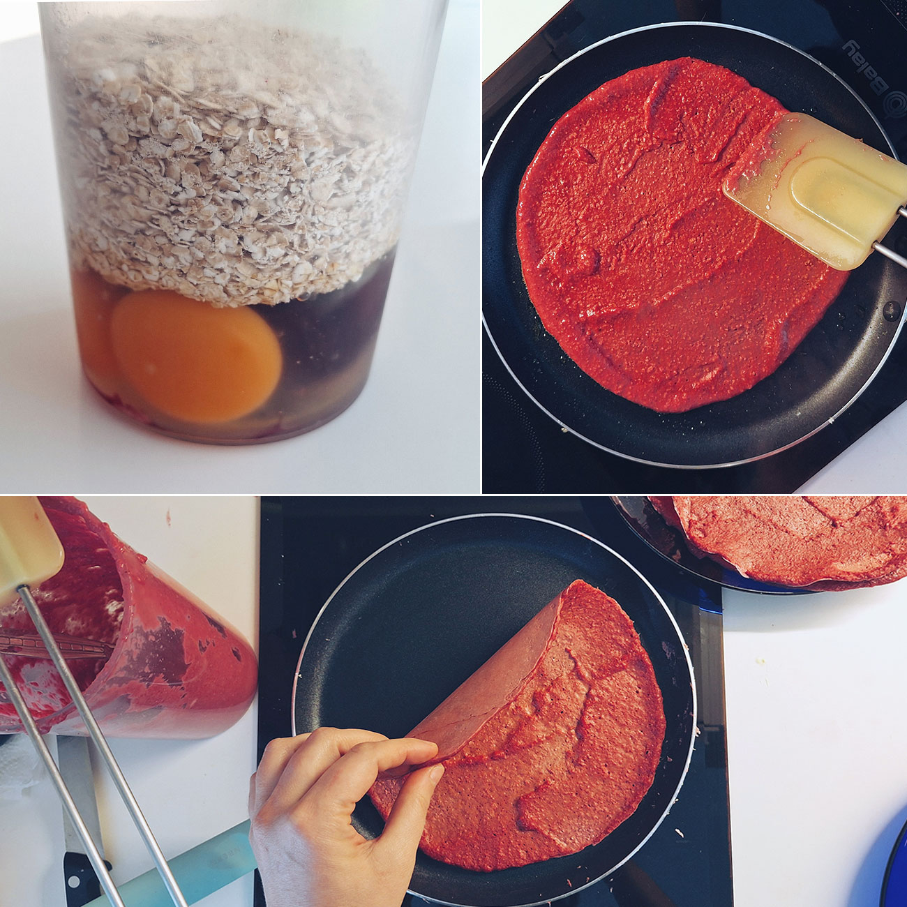 Proceso de elaboración de las filloas o fajitas de remolacha