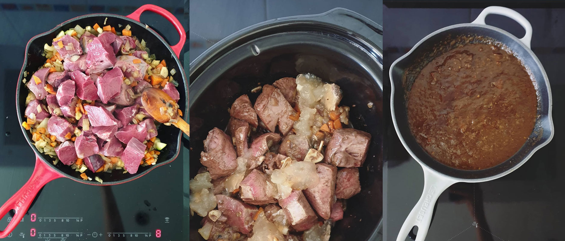Proceso en la elaboración de la receta de guiso de corazón
